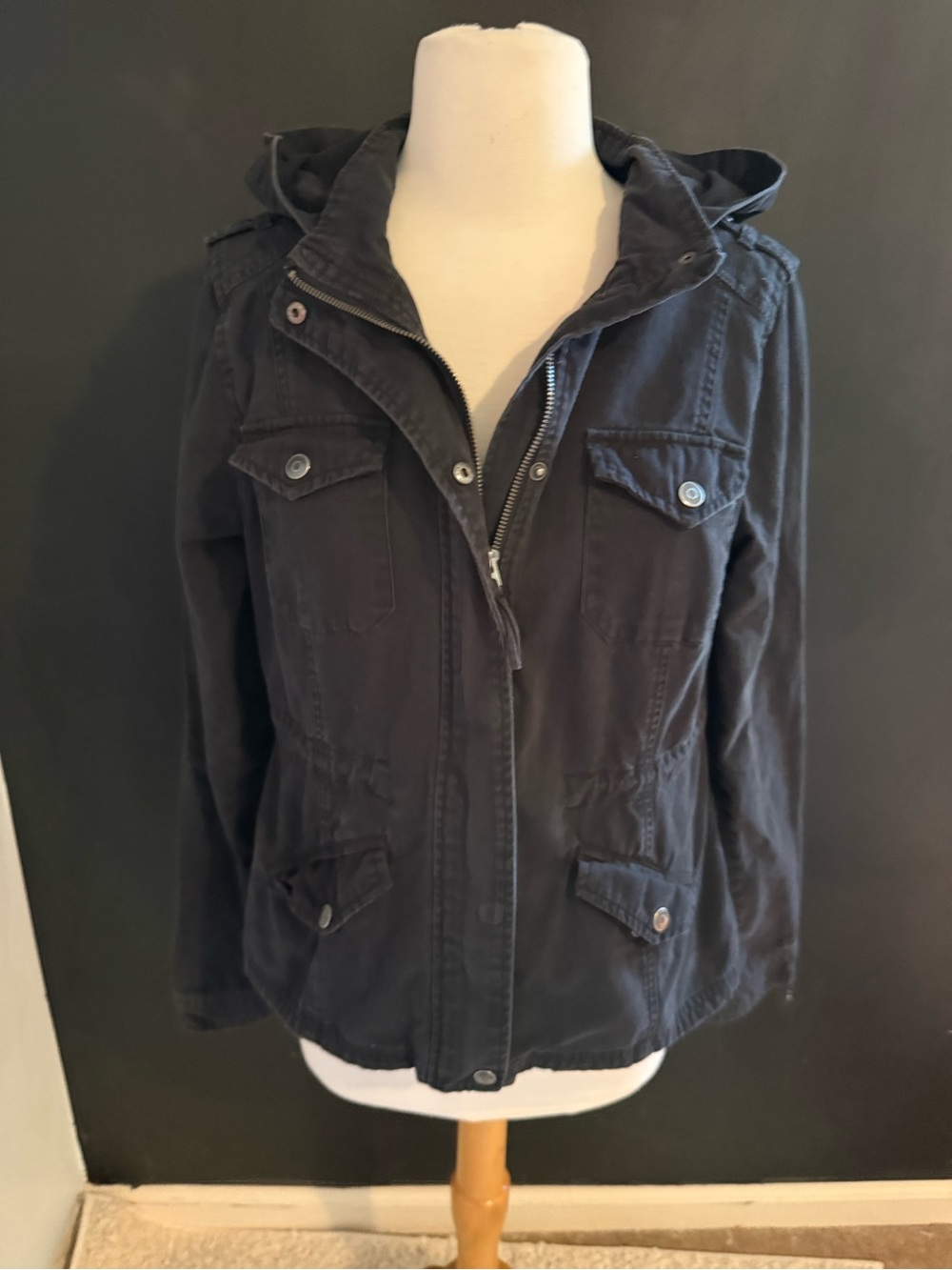 Prince & Fox Women’s Medium Black Hooded Utility Jacket
